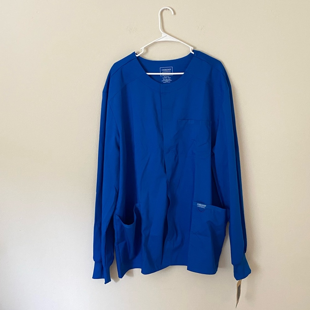 NWT Men’s Cherokee Workwear Revolution Blue Long Sleeve Scrub Top Size 2XL
